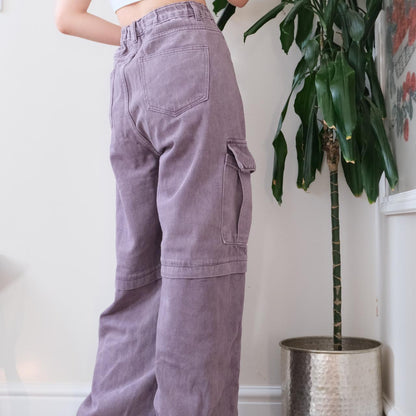 Y2K Unbelievable purple wide leg medium rise cargo jeans