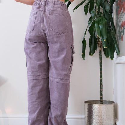 Y2K Unbelievable purple wide leg medium rise cargo jeans