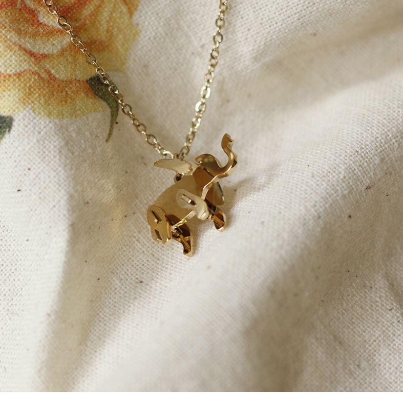 3D Lucky Elephant Pendant Necklace - OneCatBoutique