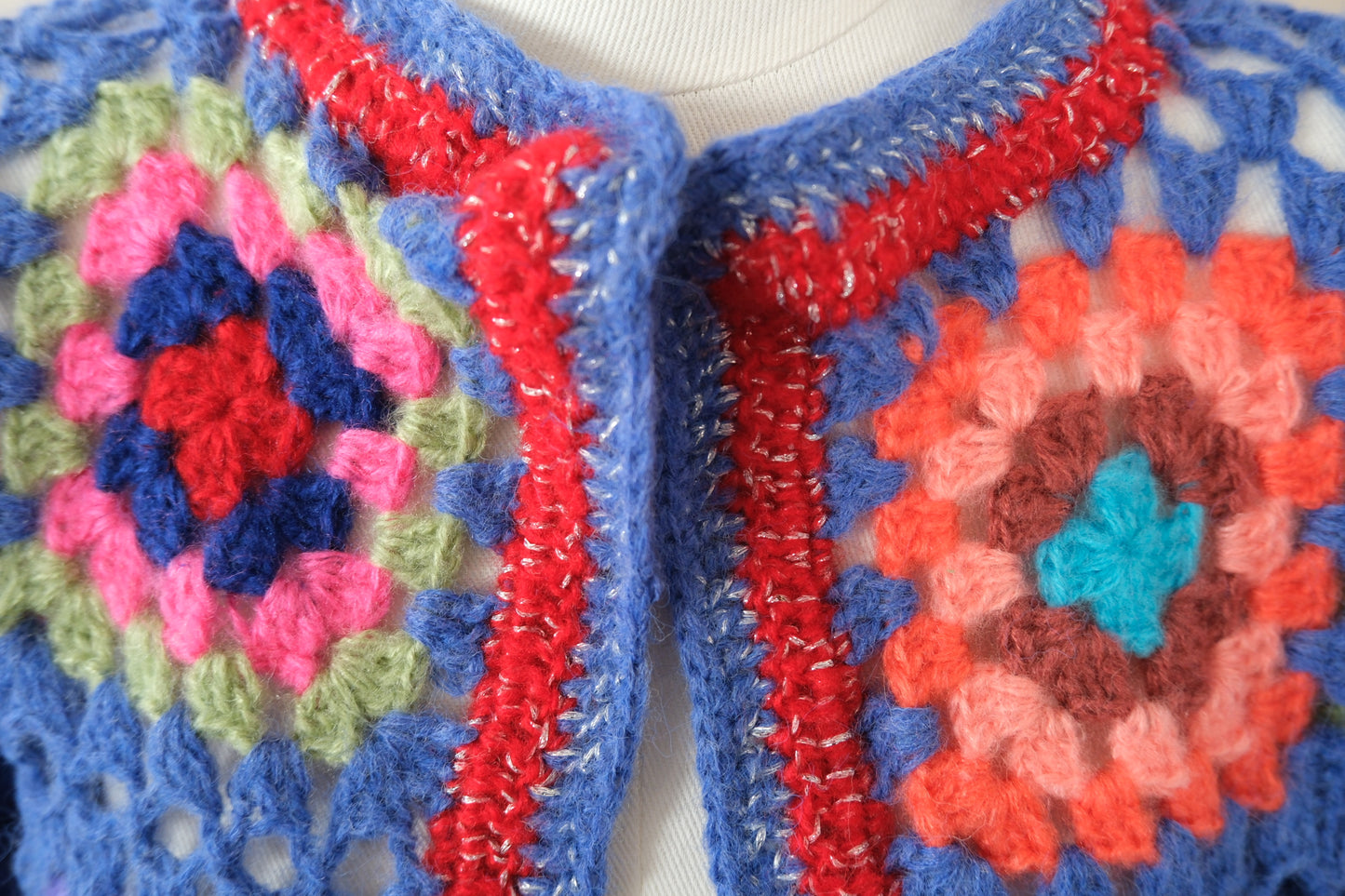 Handmade Blue Crochet Cardigan - Short