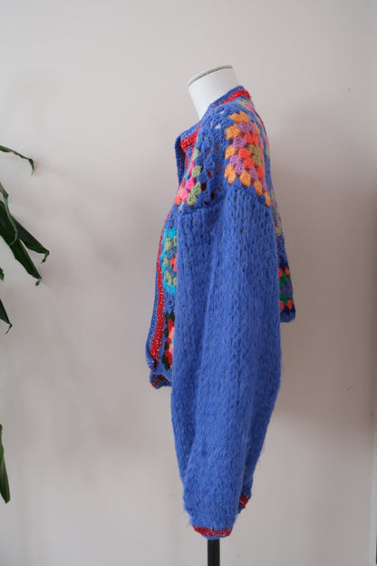 Handmade Blue Crochet Cardigan - Short