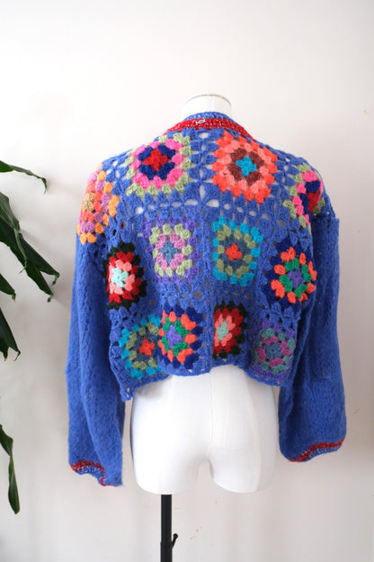 Handmade Blue Crochet Cardigan - Short