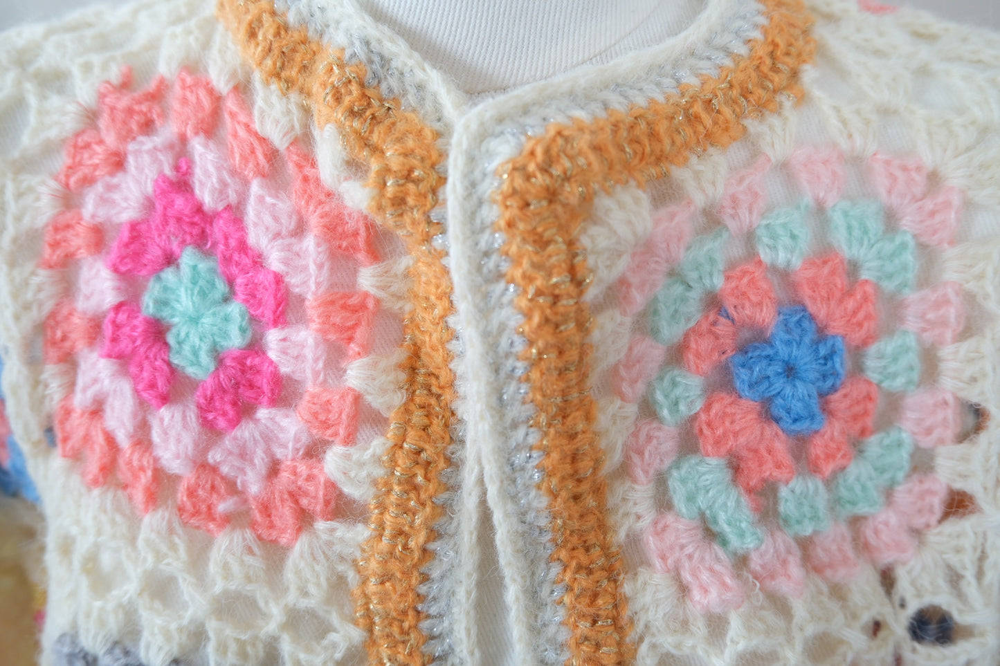 Handmade Ecru Crochet Cardigan - Short