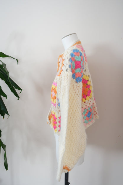 Handmade Ecru Crochet Cardigan - Short