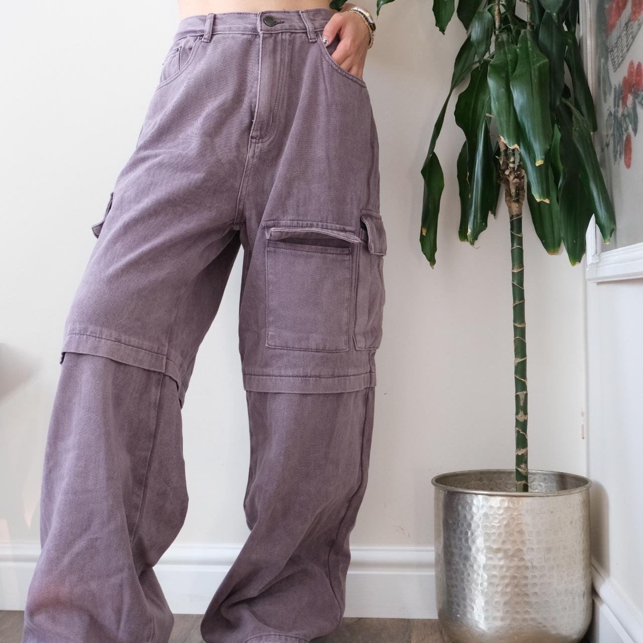 Y2K Unbelievable purple wide leg medium rise cargo jeans