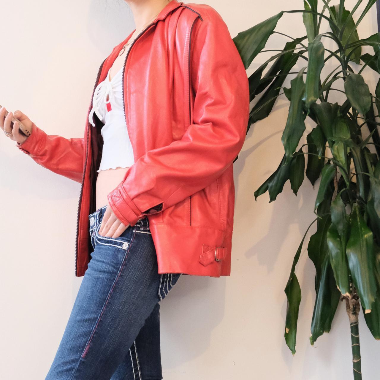 Iconic vintage 80s red leather jacket - OneCatBoutique