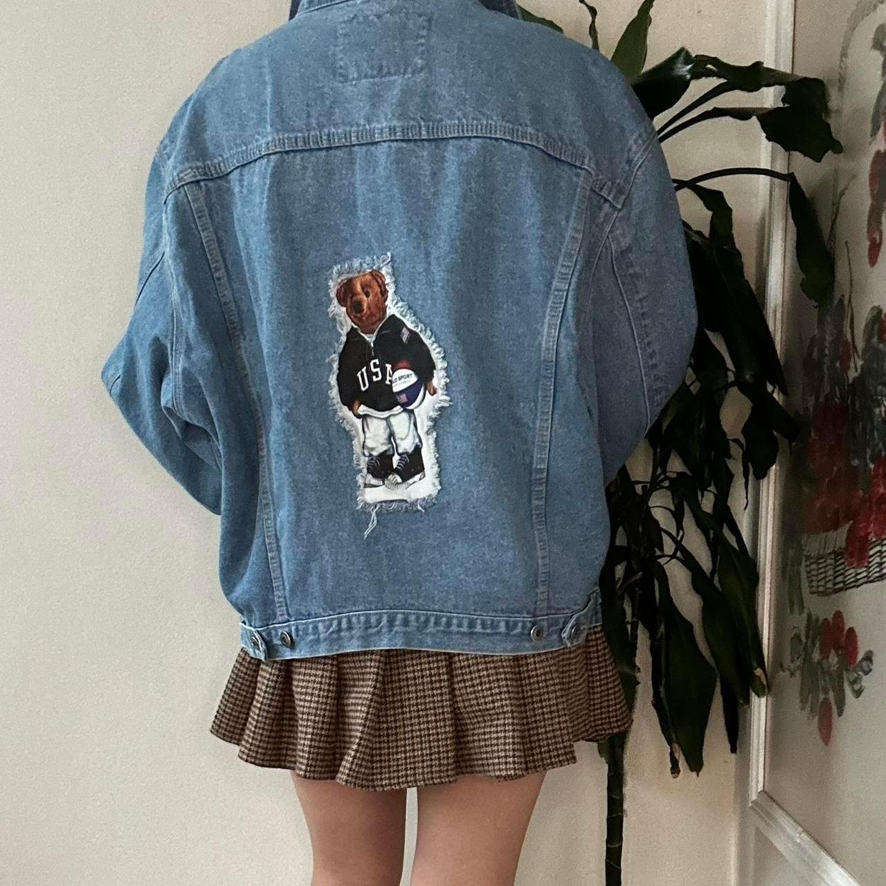 Iconic Y2K reworked deadstock UNIONBAY bear print blue denim jacket - OneCatBoutique