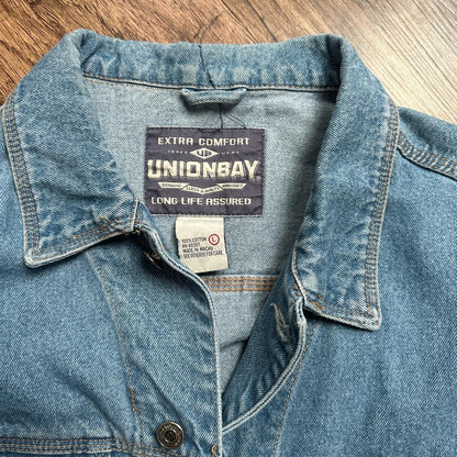 Iconic Y2K reworked deadstock UNIONBAY bear print blue denim jacket - OneCatBoutique