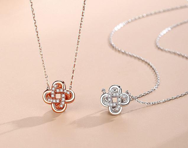 Lucky Clover Blossom Sterling Silver Necklace - OneCatBoutique