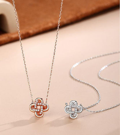 Lucky Clover Blossom Sterling Silver Necklace - OneCatBoutique