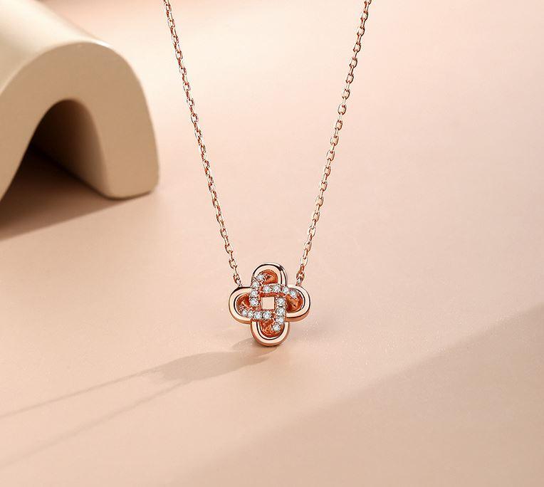 Lucky Clover Blossom Sterling Silver Necklace - OneCatBoutique