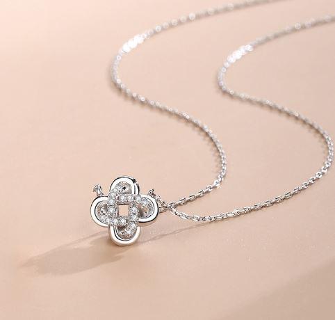 Lucky Clover Blossom Sterling Silver Necklace - OneCatBoutique