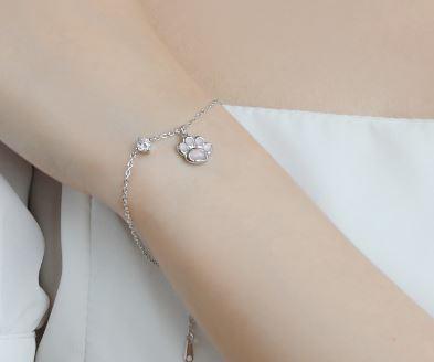 Purrfect Pawprint Sterling Silver Cat Bracelet - OneCatBoutique