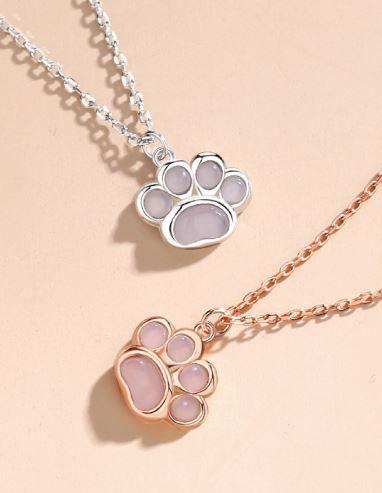 Purrfect Pawprint Sterling Silver Cat Necklace - OneCatBoutique