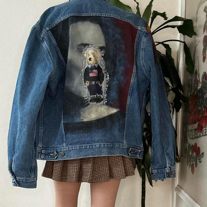 Retro Rebel Teddy Denim Jacket by Georges Marciano for Guess - OneCatBoutique