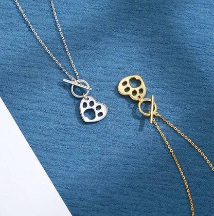 Sweetheart Pawprint Gold Plated Sterling Silver Necklace - OneCatBoutique