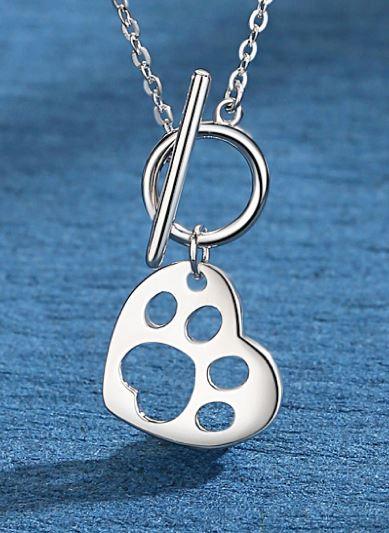 Sweetheart Pawprint Gold Plated Sterling Silver Necklace - OneCatBoutique