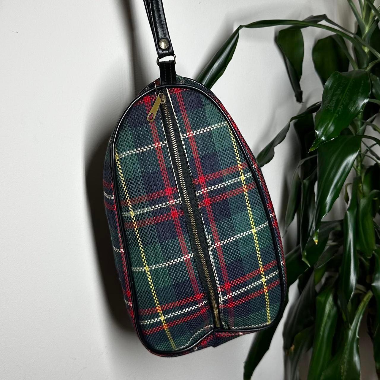 Vintage 70s green tartan plaid bag - OneCatBoutique