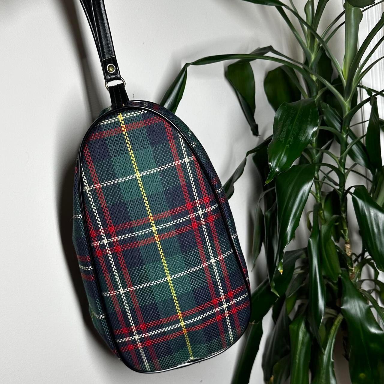 Vintage 70s green tartan plaid bag - OneCatBoutique