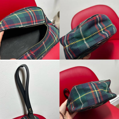 Vintage 70s green tartan plaid bag - OneCatBoutique