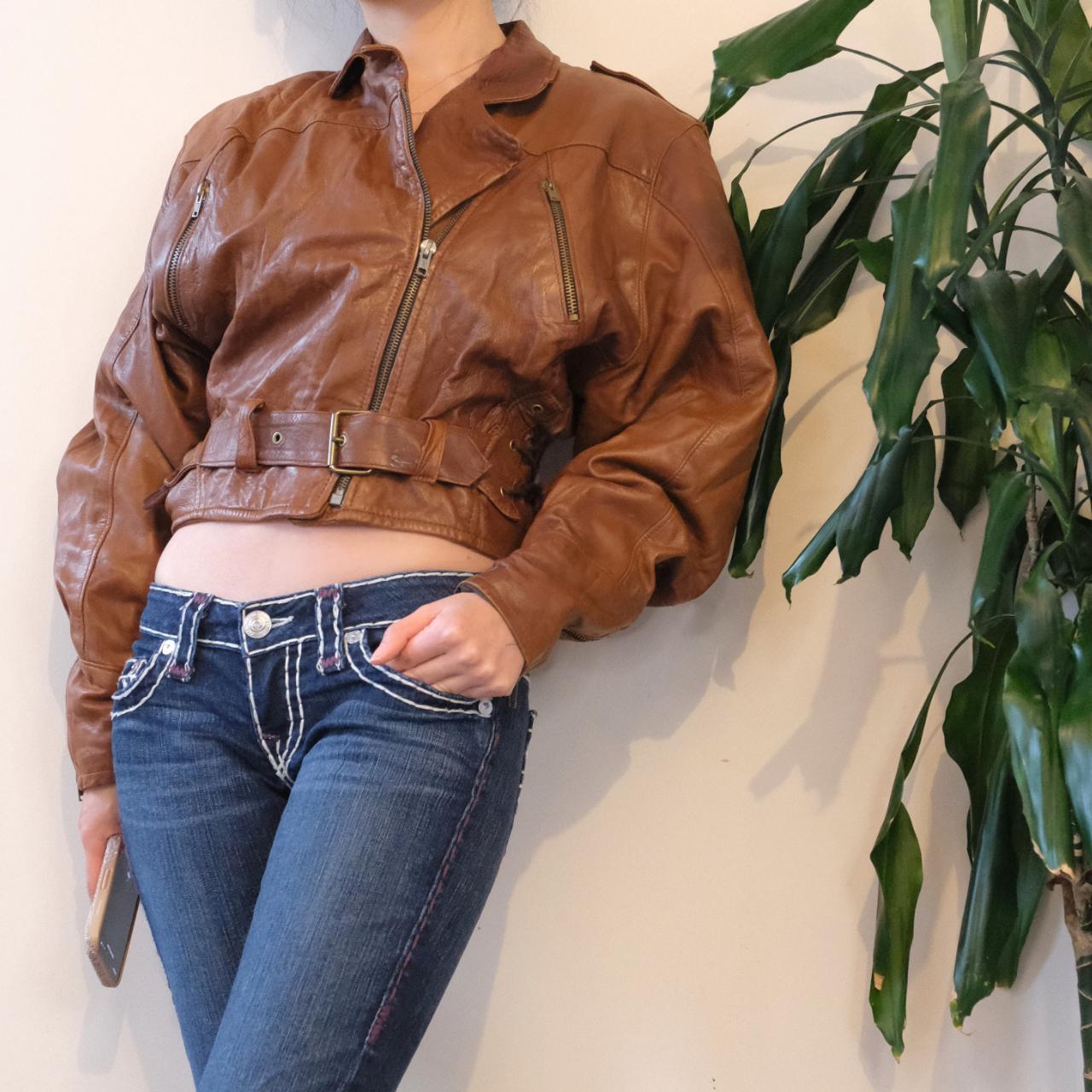 Vintage 80s brown bomber leather jacket – OneCatBoutique