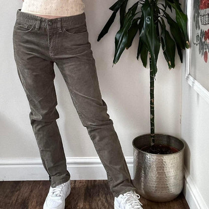 Vintage Calvin Klein Jeans y2k khaki corduroy mid rise slim leg trousers - OneCatBoutique