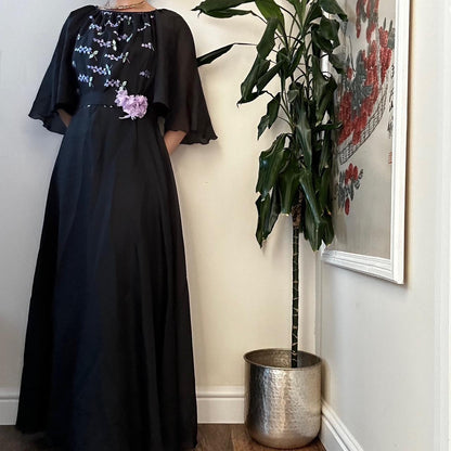 Vintage Maxi Fairy Goth Black Dress - OneCatBoutique