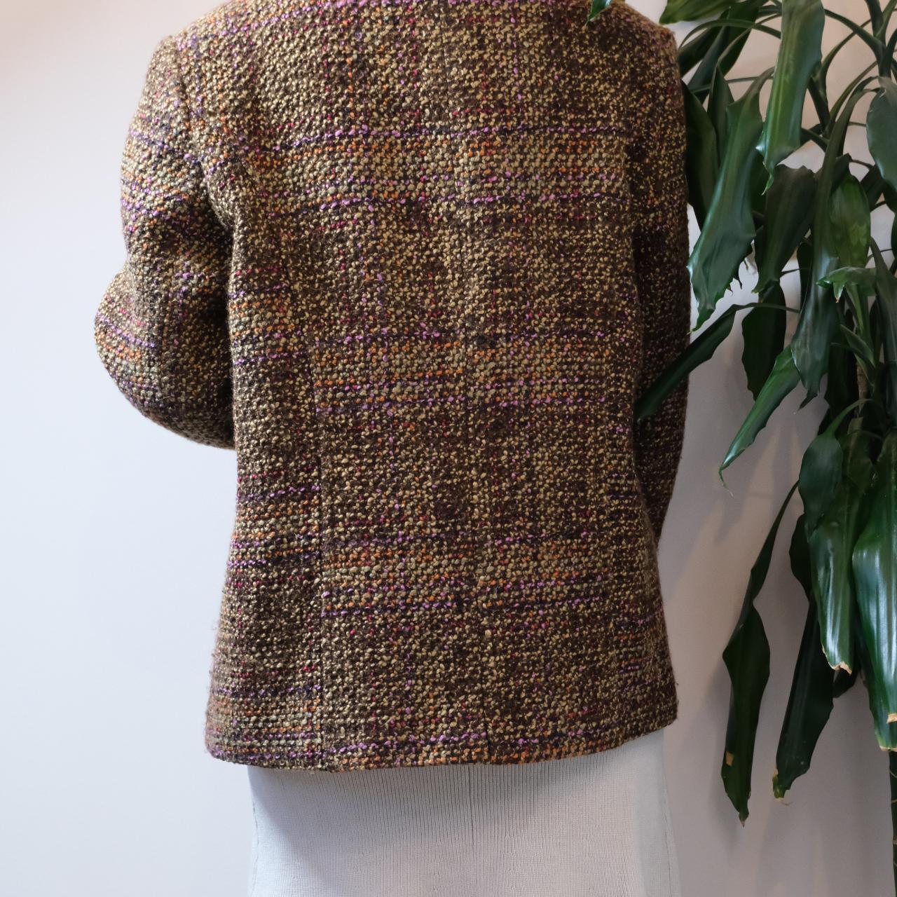 Daxon vintage brown wool mix single-breasted tweed blazer - OneCatBoutique