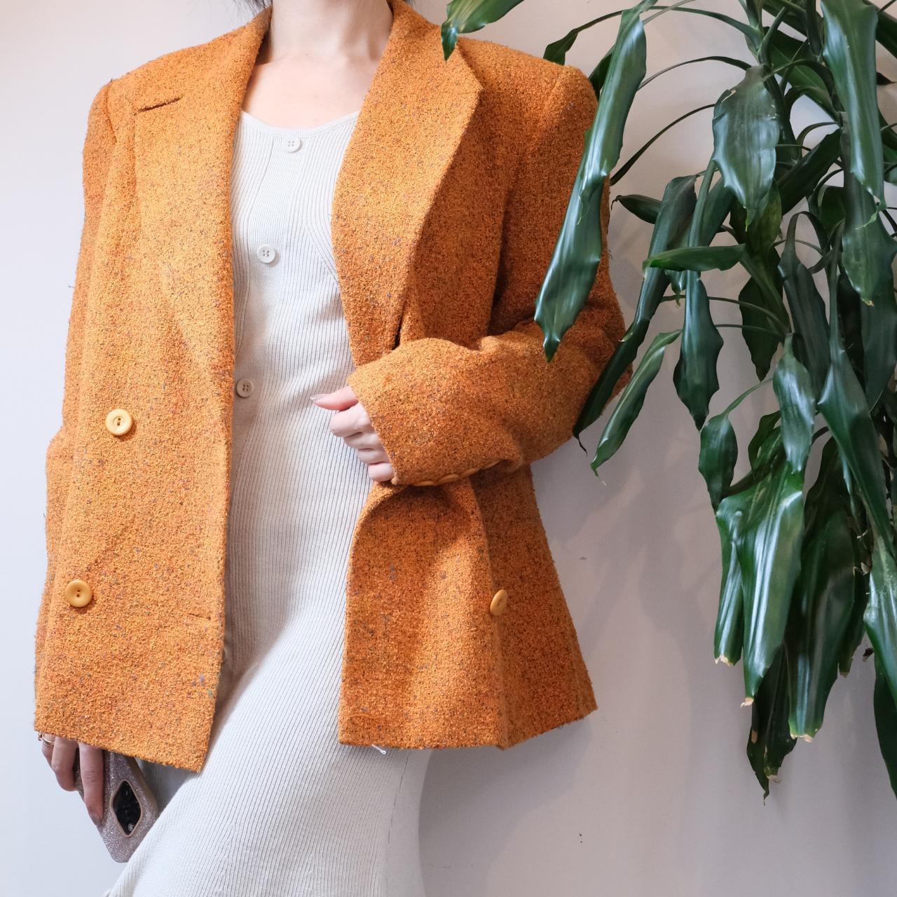 Tuzzi vintage orange wool mix double breasted tweed blazer - OneCatBoutique