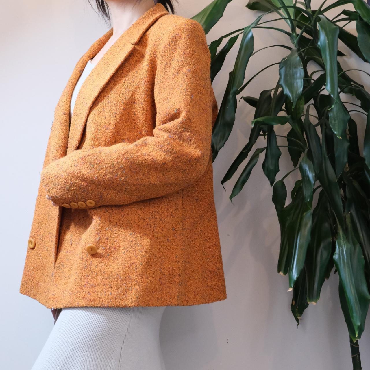 Tuzzi vintage orange wool mix double breasted tweed blazer - OneCatBoutique