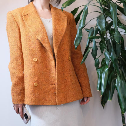 Tuzzi vintage orange wool mix double breasted tweed blazer - OneCatBoutique