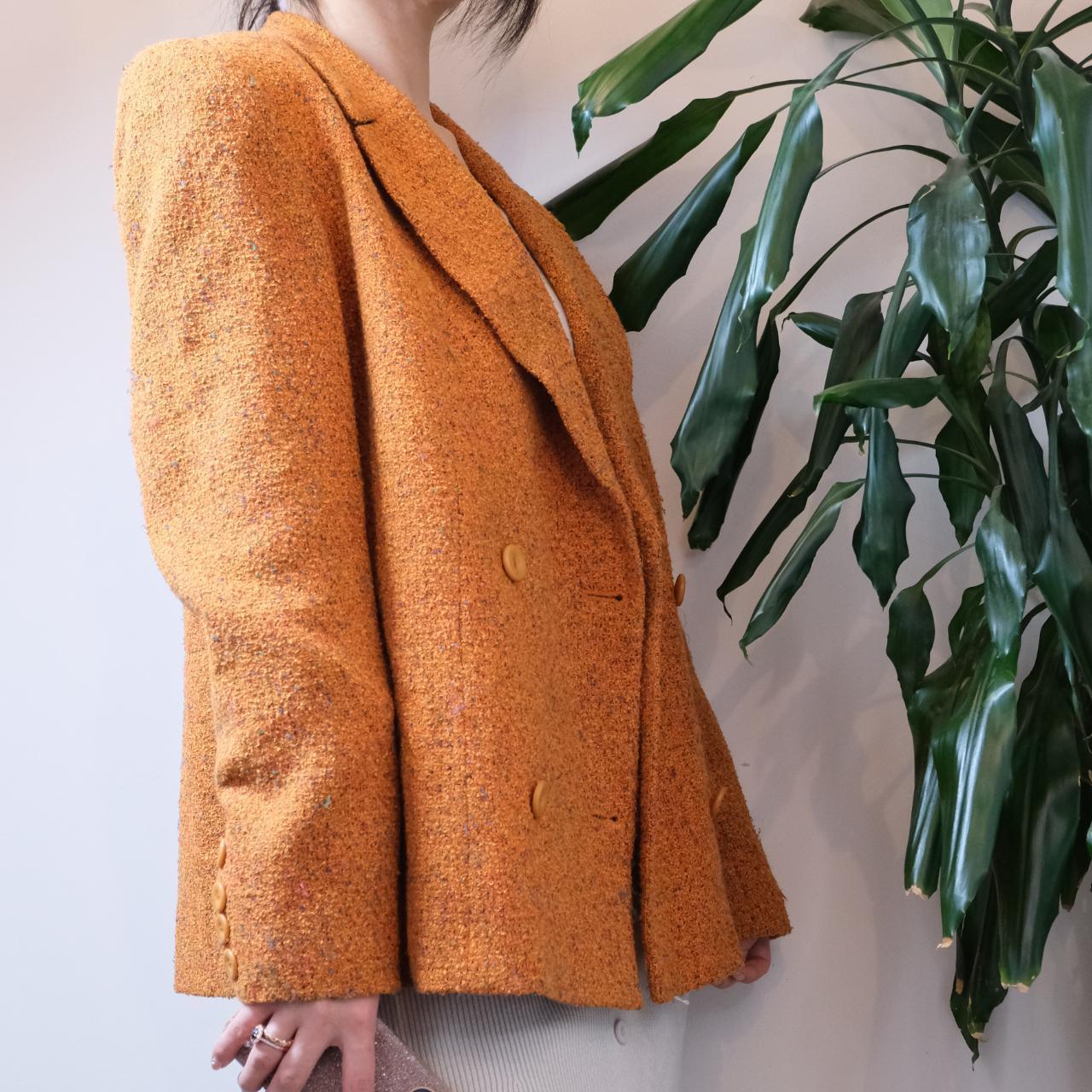 Tuzzi vintage orange wool mix double breasted tweed blazer - OneCatBoutique