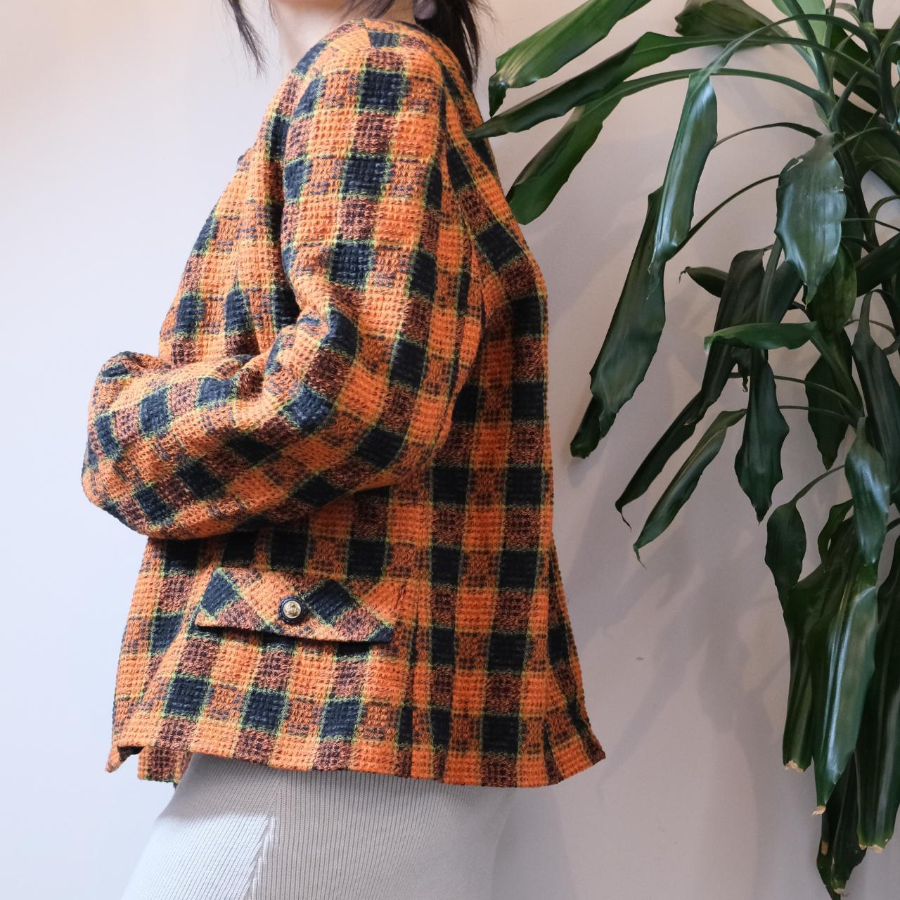 Unbranded vintage orange tartan wool mix tweed jacket - OneCatBoutique