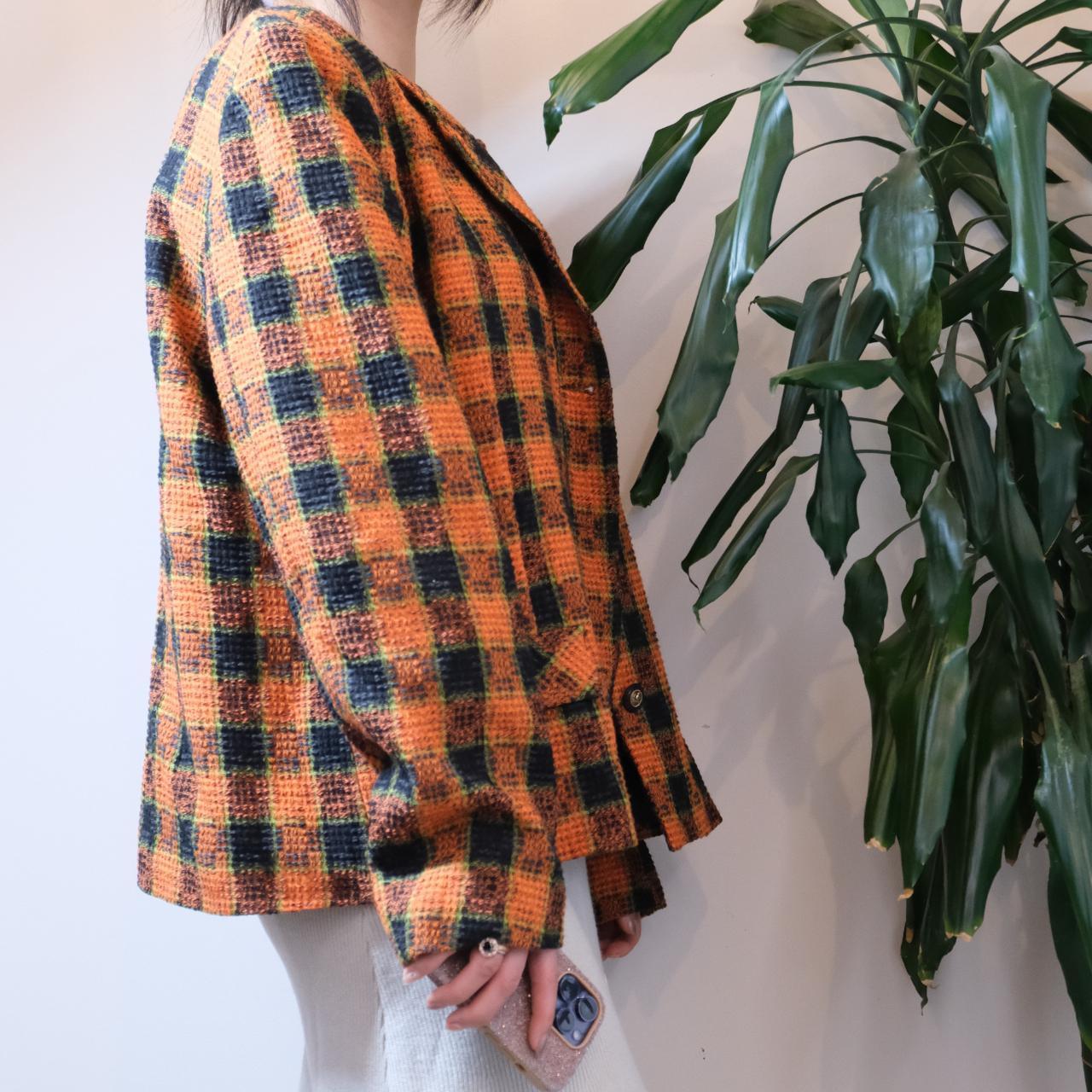 Unbranded vintage orange tartan wool mix tweed jacket - OneCatBoutique