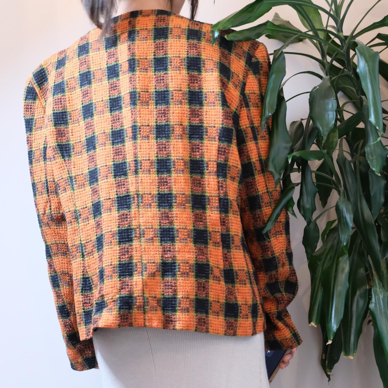 Unbranded vintage orange tartan wool mix tweed jacket - OneCatBoutique