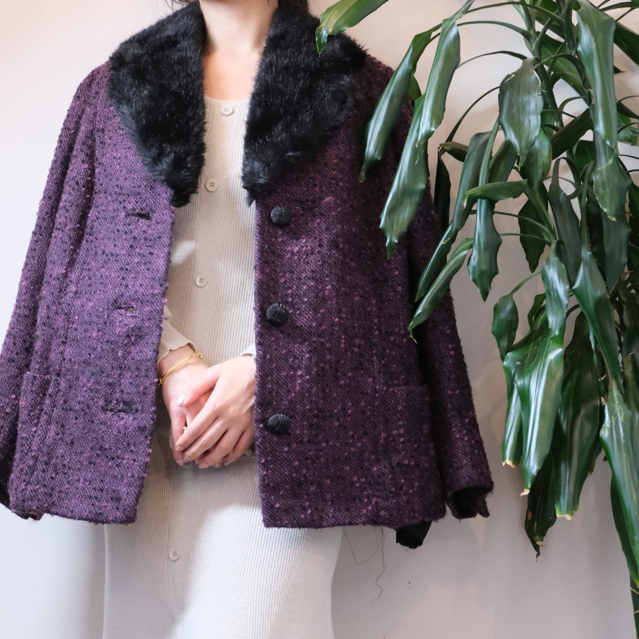 Unbranded vintage purple single breasted tweed blazer - OneCatBoutique