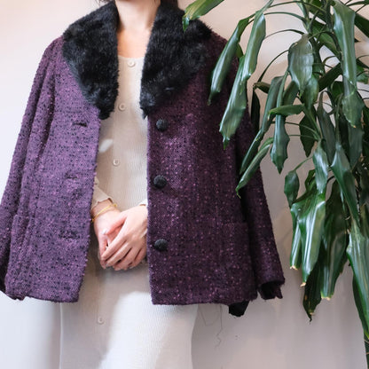 Unbranded vintage purple single breasted tweed blazer - OneCatBoutique