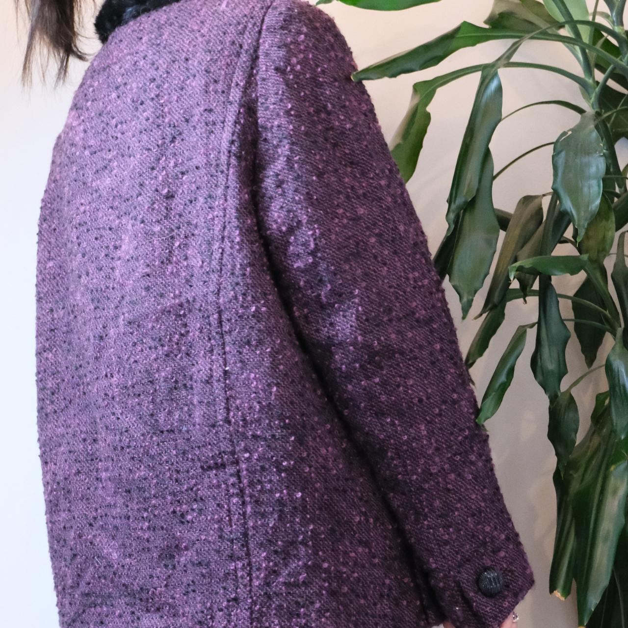 Unbranded vintage purple single breasted tweed blazer - OneCatBoutique