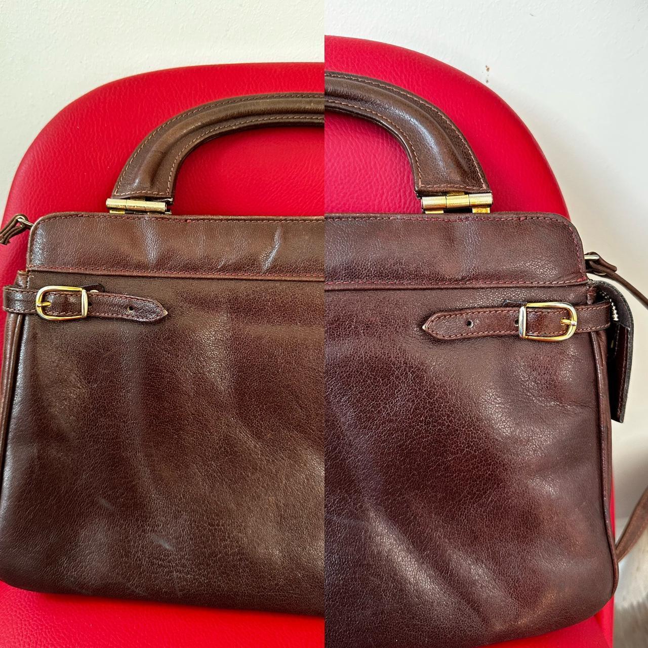 Vintage 1970s brown leather top handle tote shoulder bag - OneCatBoutique