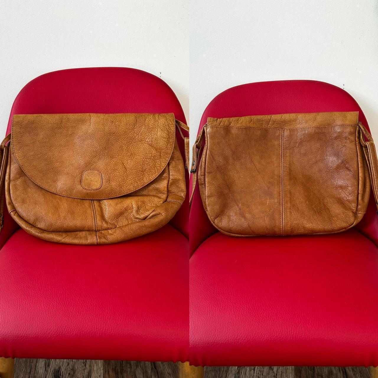 Vintage 1990s Kuhlein brown leather messenger saddle bag - OneCatBoutique