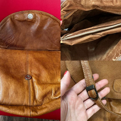 Vintage 1990s Kuhlein brown leather messenger saddle bag - OneCatBoutique