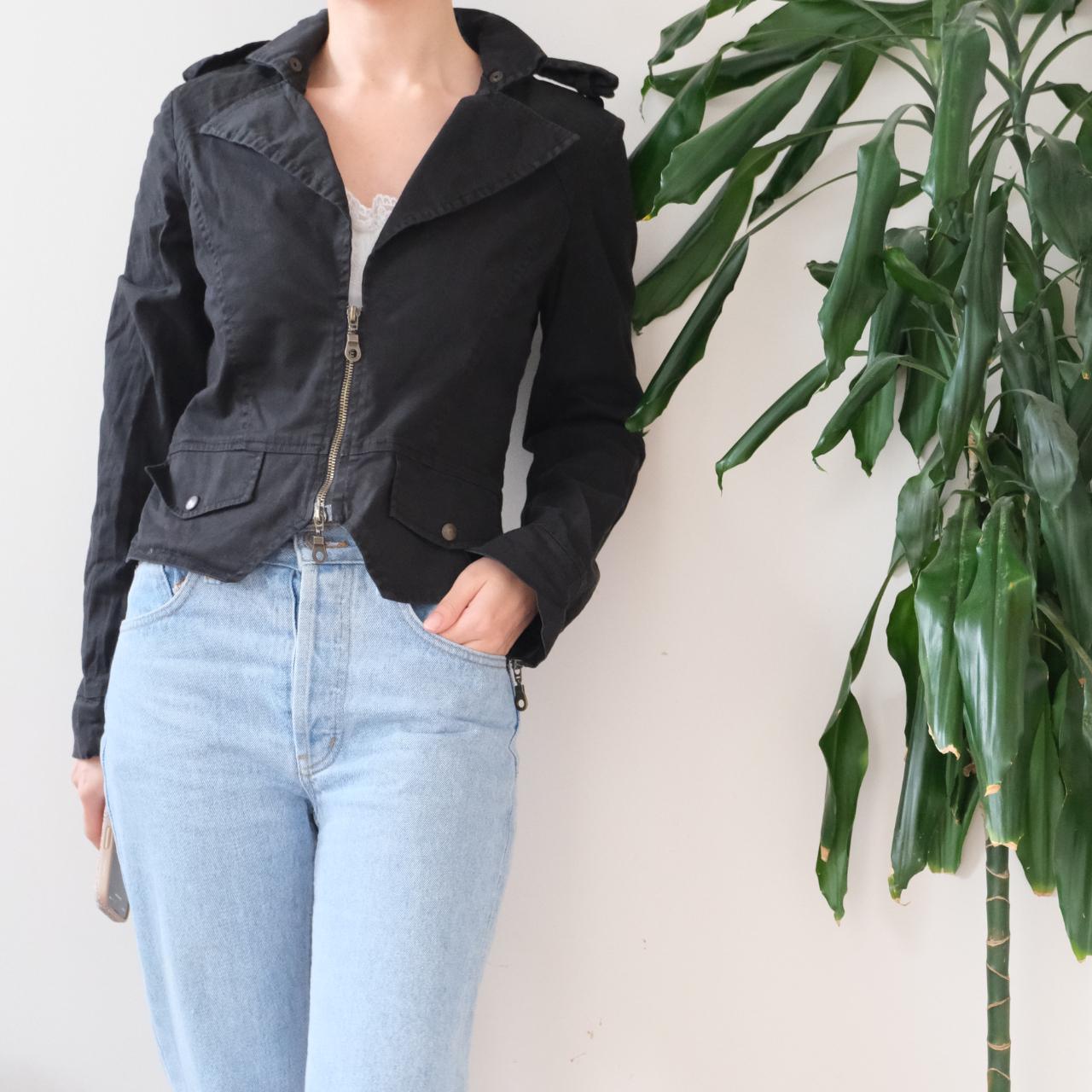 Vintage black cotton biker jacket - OneCatBoutique