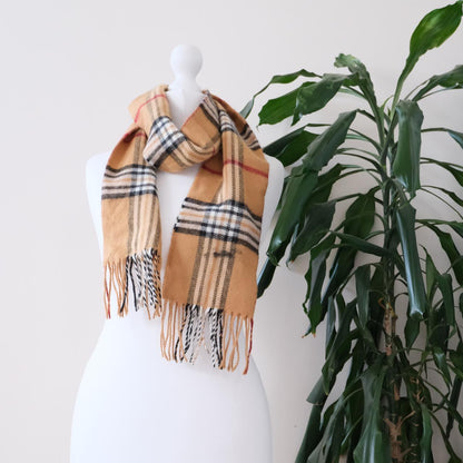 Vintage C&A beige check scarf - OneCatBoutique