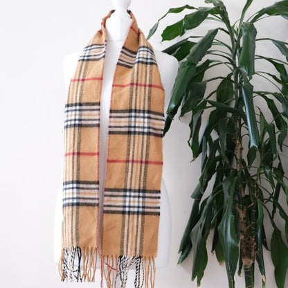 Vintage C&A beige check scarf - OneCatBoutique