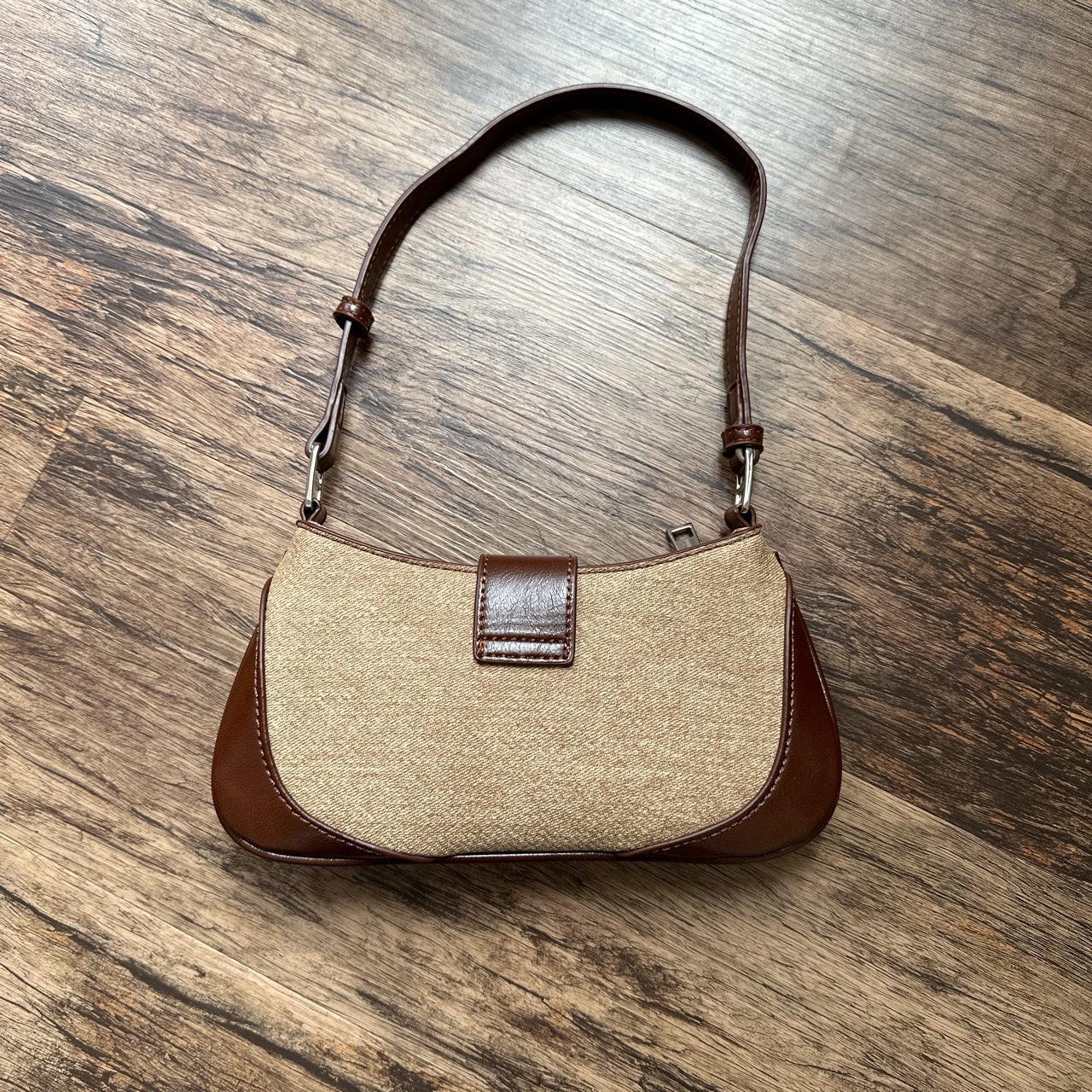 Vintage deadstock Y2K brown vegan leather shoulder baguette bag - OneCatBoutique