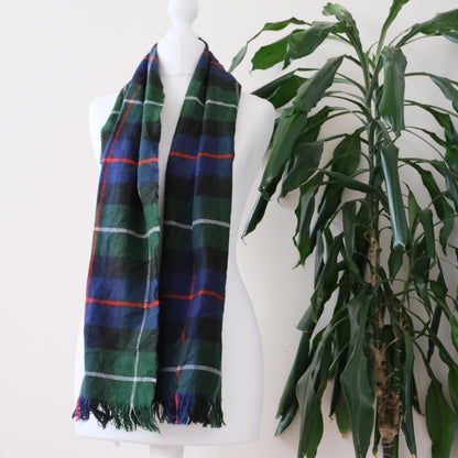 Vintage green navy check scarf - OneCatBoutique