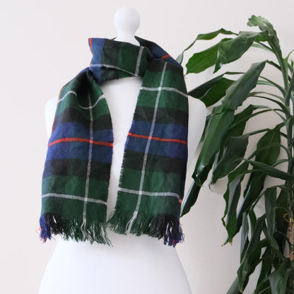 Vintage green navy check scarf - OneCatBoutique