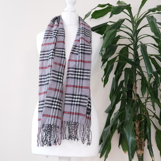 Vintage grey check pattern scarf - OneCatBoutique