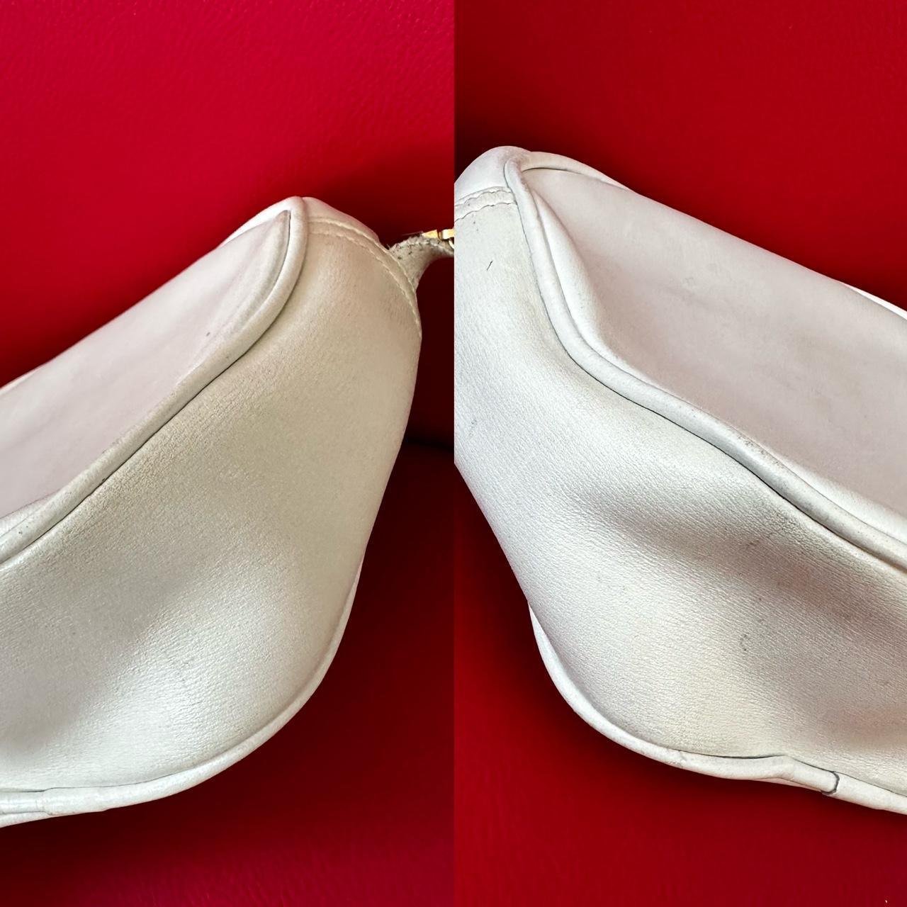 Vintage handmade 1990s Medici white leather crossbody bag - OneCatBoutique