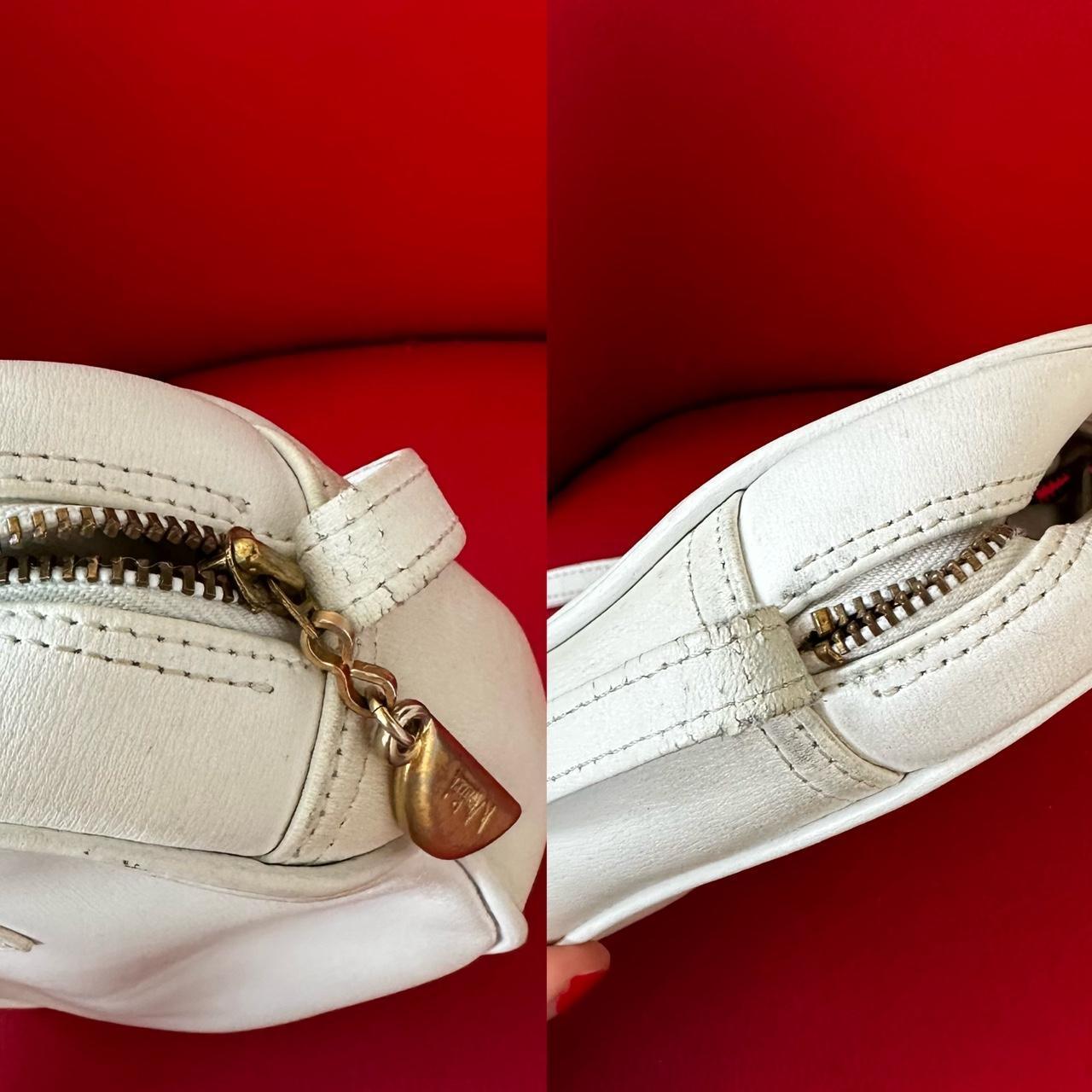 Vintage handmade 1990s Medici white leather crossbody bag - OneCatBoutique